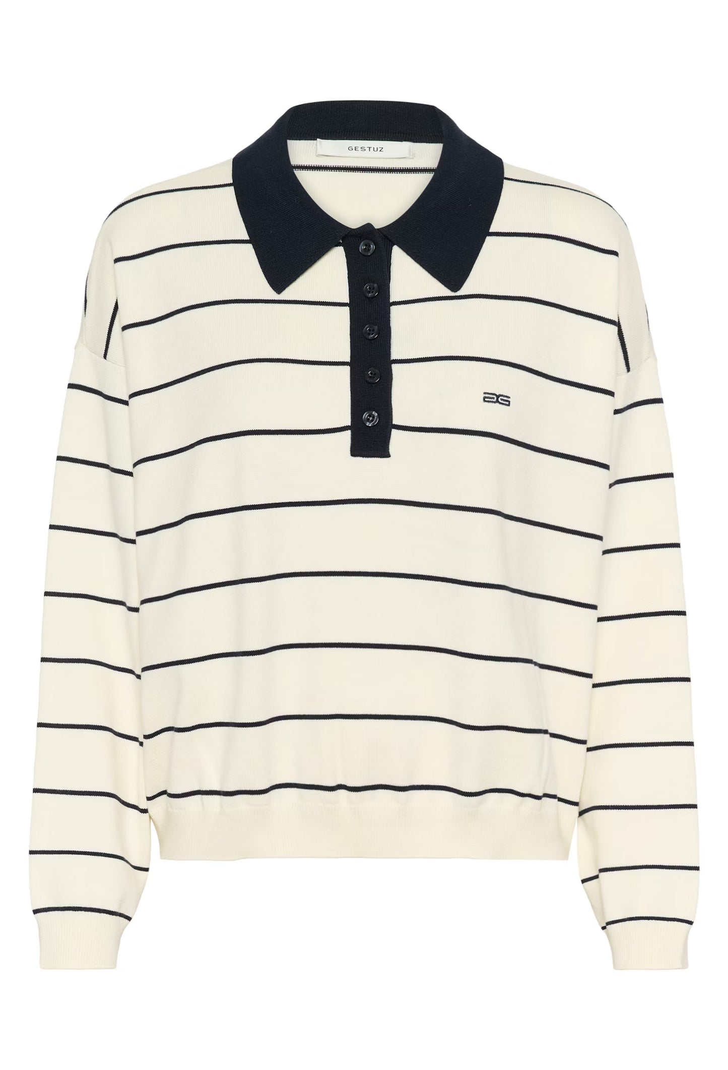 Taige Polo Pullover Ecru with Navy stripe