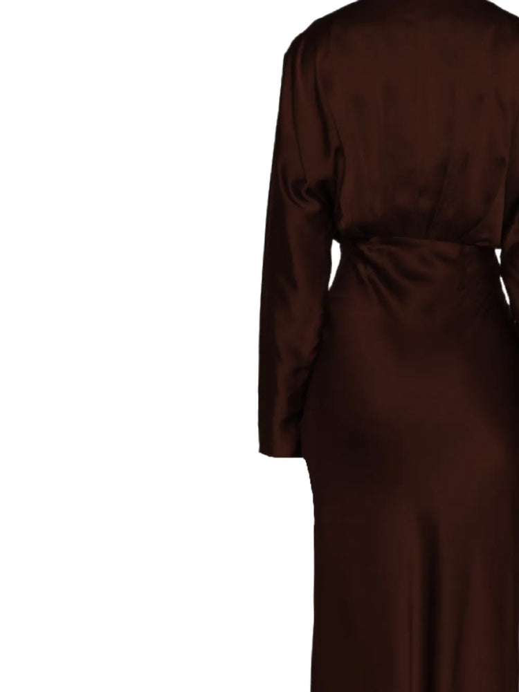 Silk Satin Dress Brown