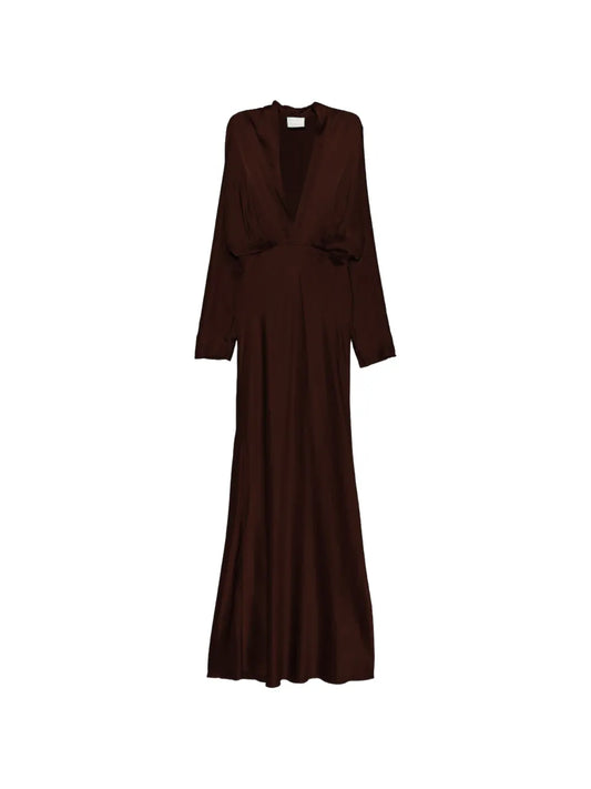 Silk Satin Dress Brown