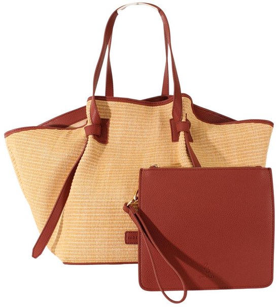 tote sienna raffia cognac