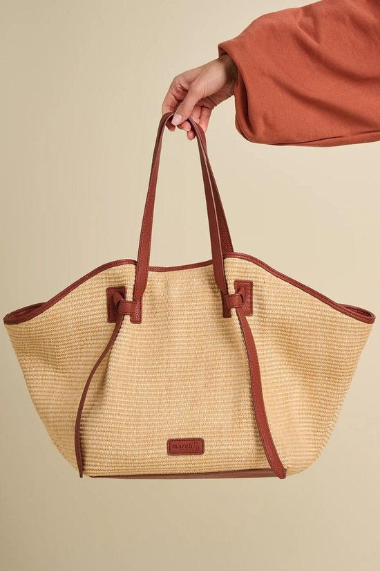 tote sienna raffia cognac