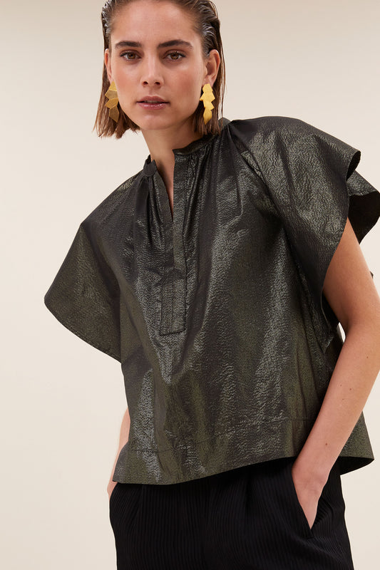 Vina Metallic Blouse Gold