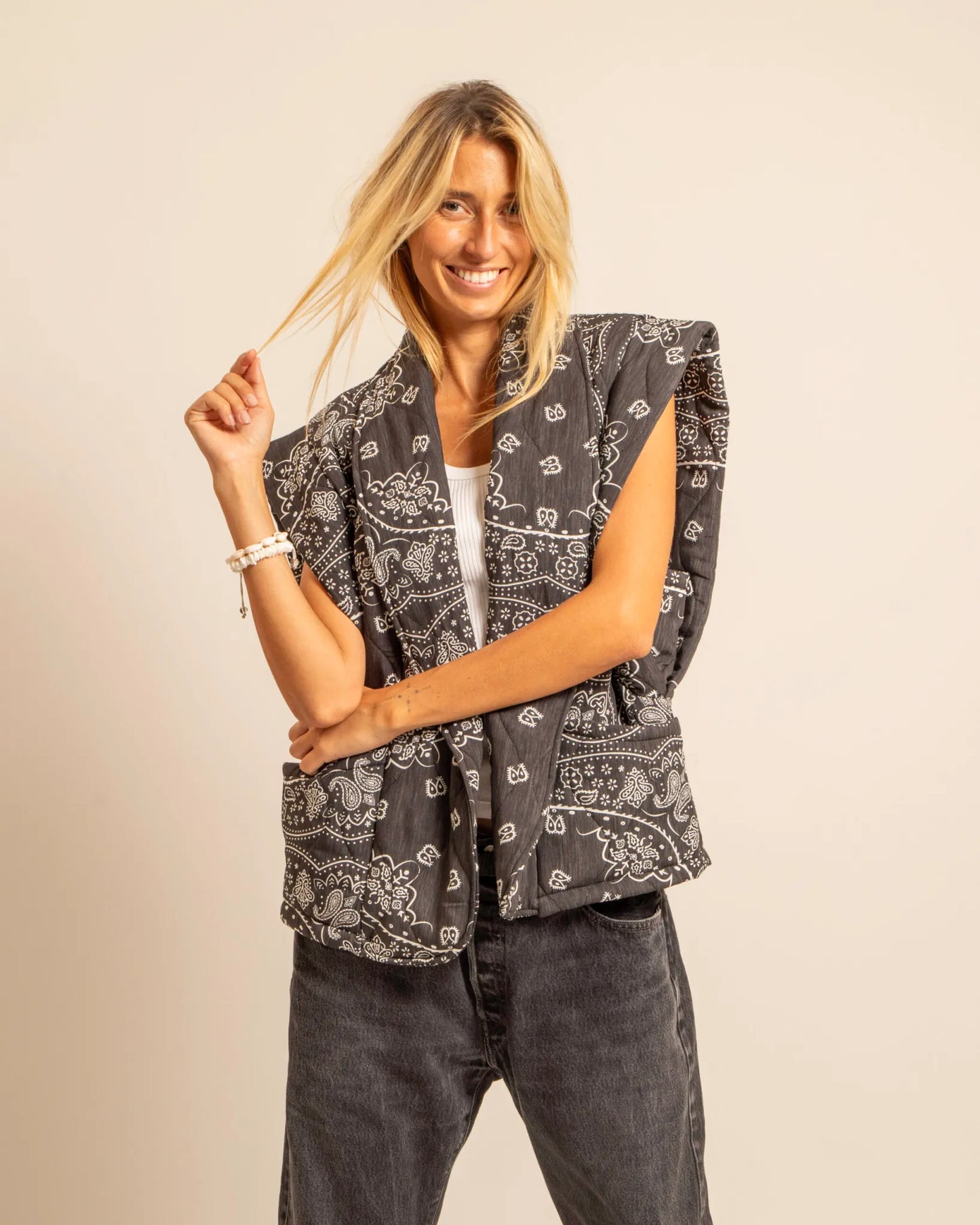 Brooklyn veste print Anthracite