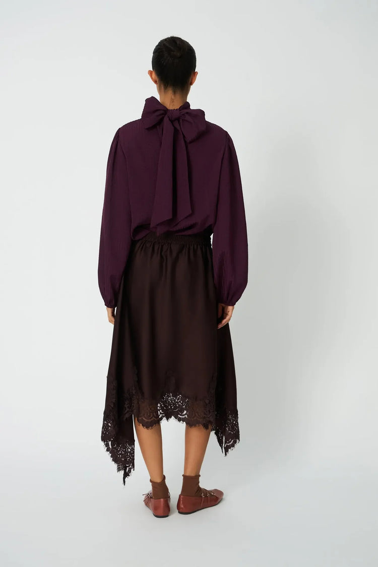 Asymetric Lace skirt Dark Brown