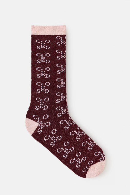 Fine socks closed Bordeaux/ pink