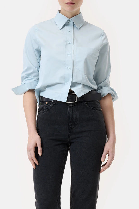 C94375 Cropped classic shirt Light sky blue