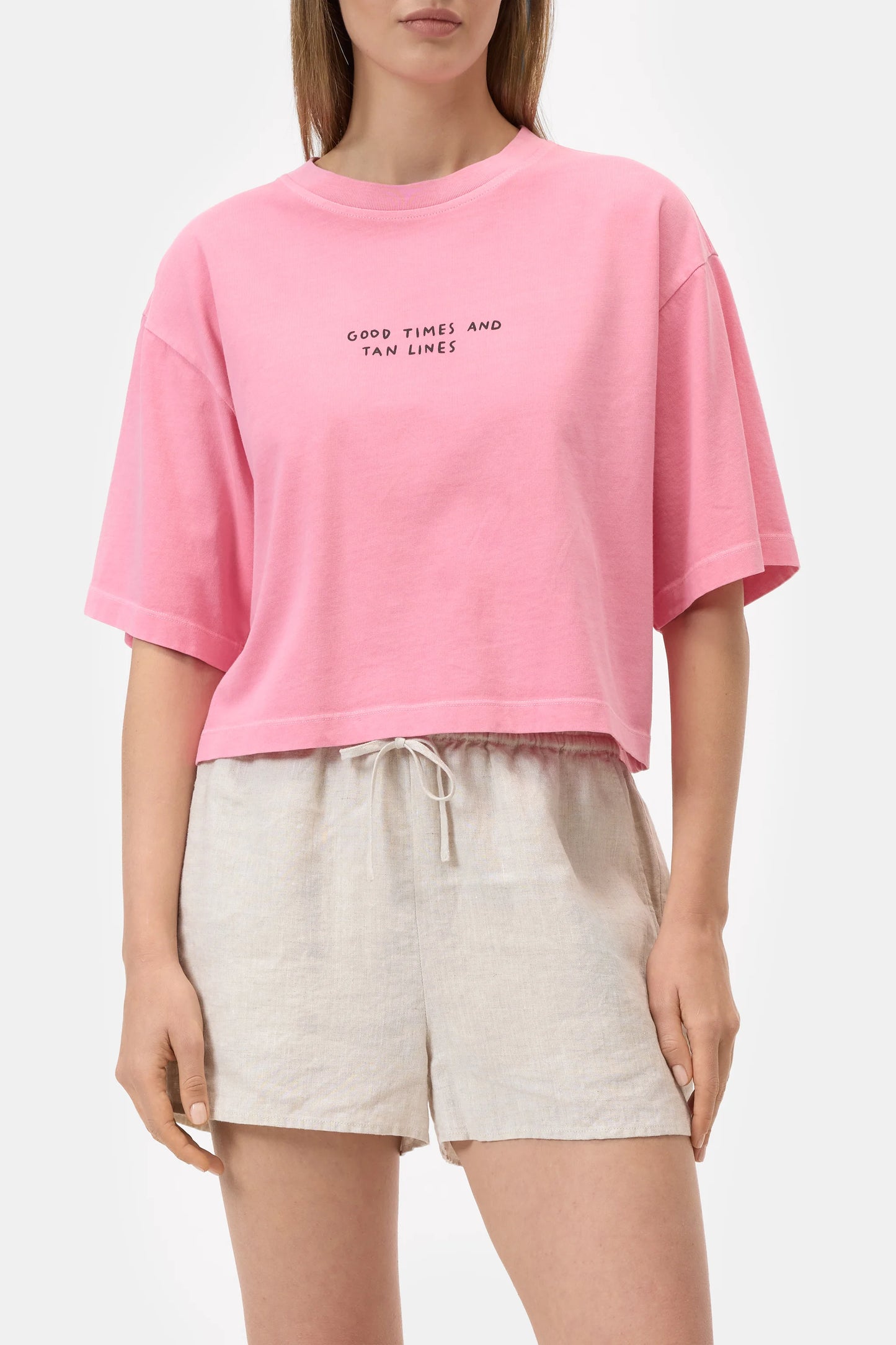 C95303 Cropped boxy T-shirt Peony Pink