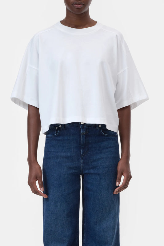 C95763 cropped yoke T-shirt White