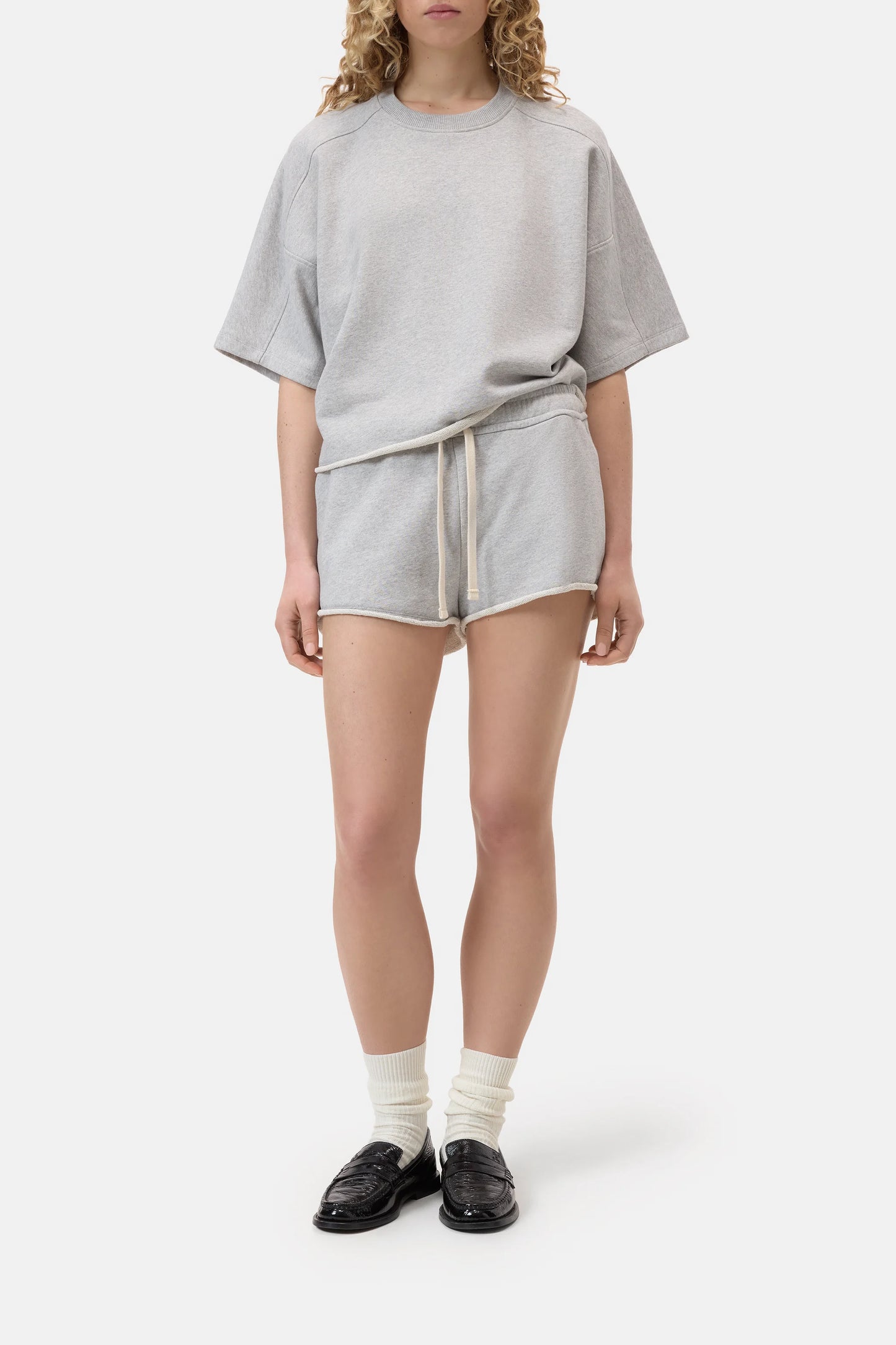 C95763 Deep yoke t-shirt Light grey melange