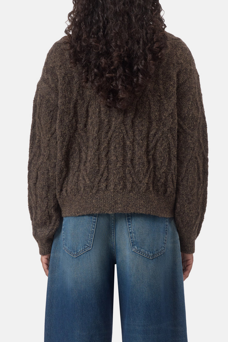 Troyer Zip Cardigan Brown