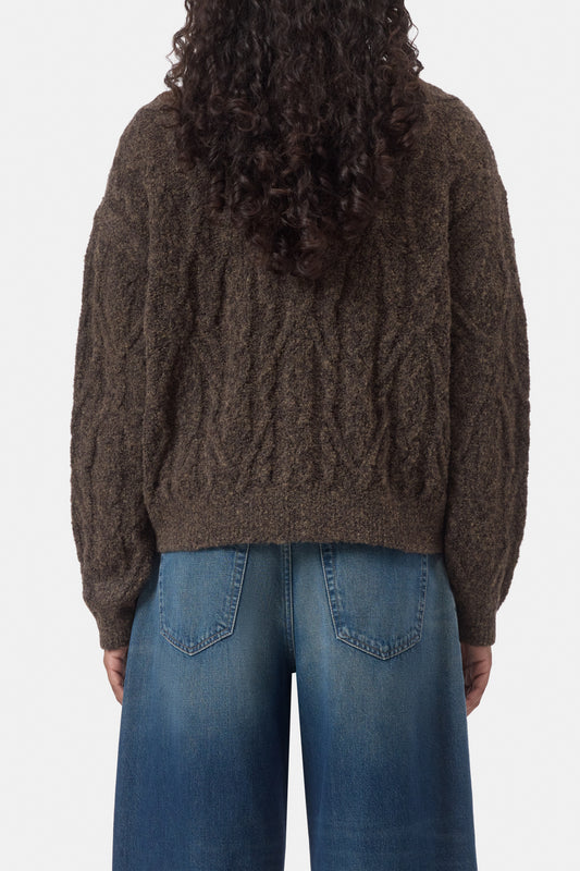 Troyer Zip Cardigan Brown