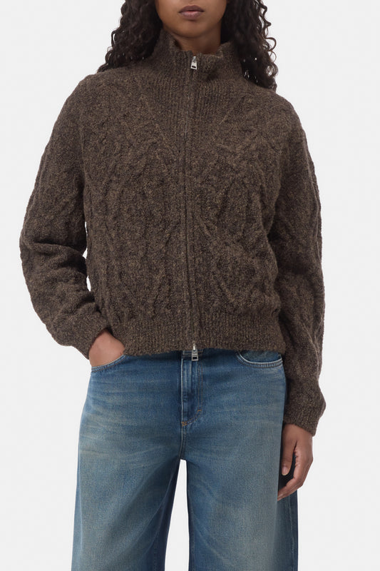 Troyer Zip Cardigan Brown