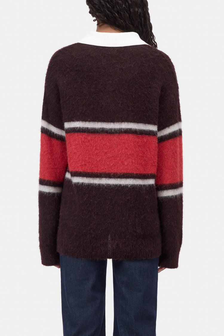 C96926 Polo rugby stripe Brown/red