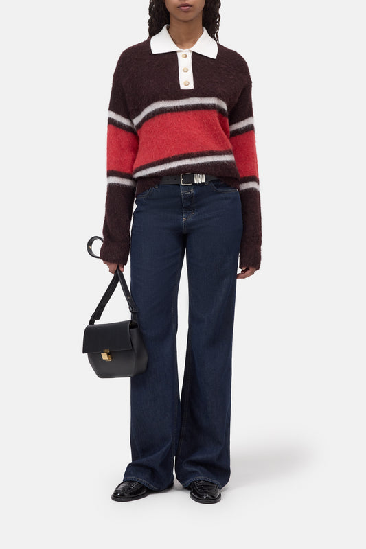 C96926 Polo rugby stripe Brown/red