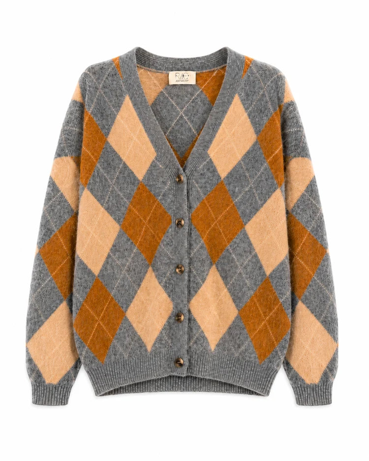 Argyle Knit Grey Check