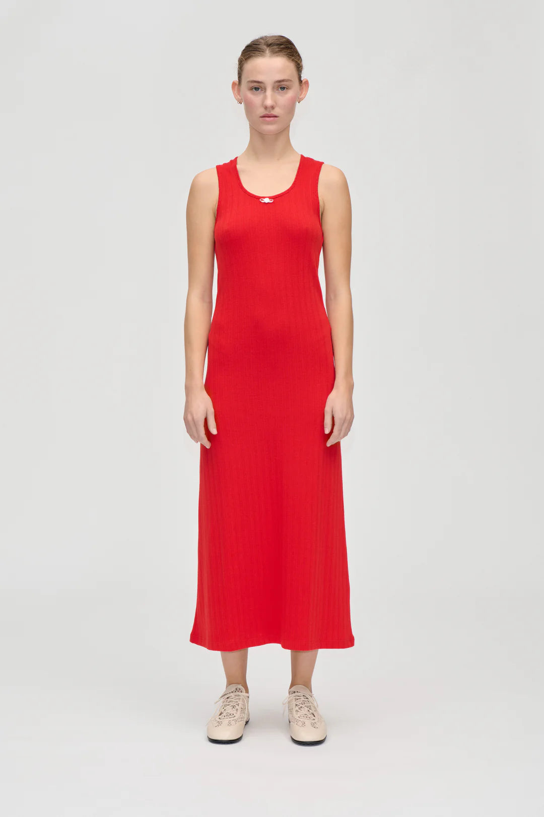 Rib Tank Dress Red
