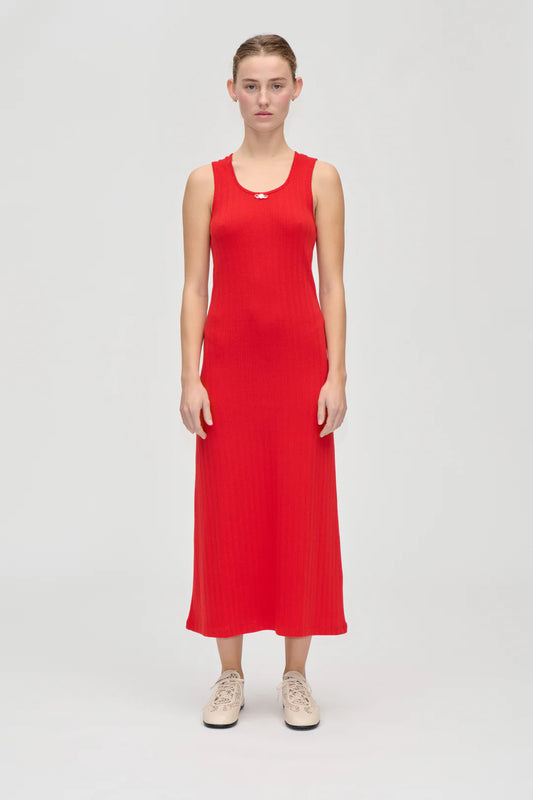 Rib Tank Dress Red