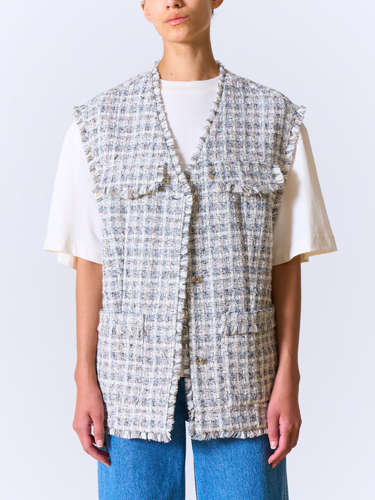 Umina Vest Off White/Grey Tweed