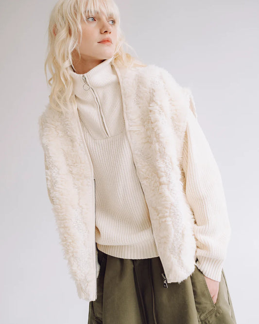 Shawl collar vest Off white