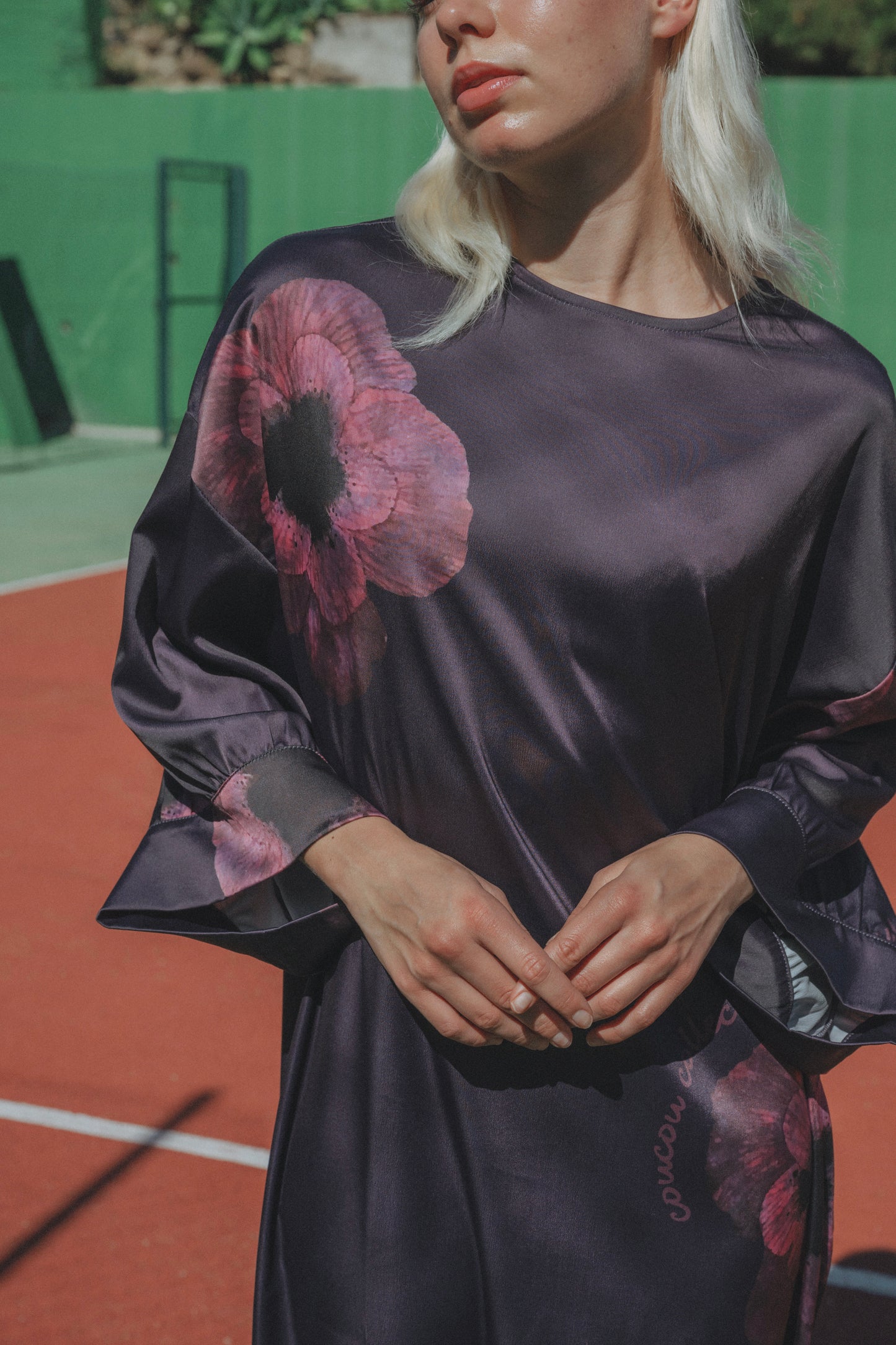Garden dress long Purple flower print