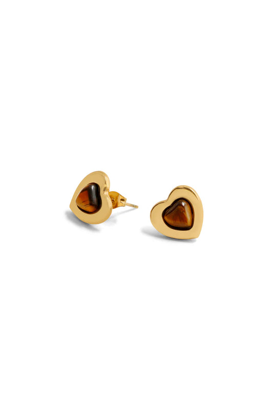 Heart Earrings Brown