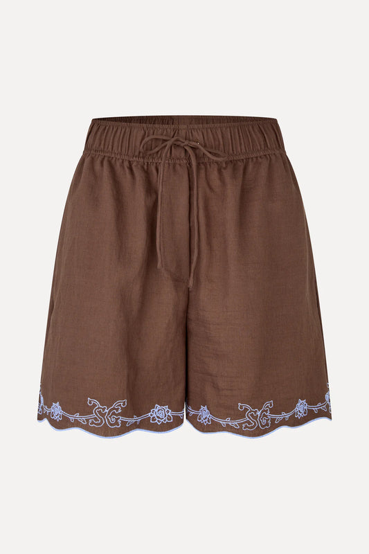 Romantic Short Brown/ Blue embroidery
