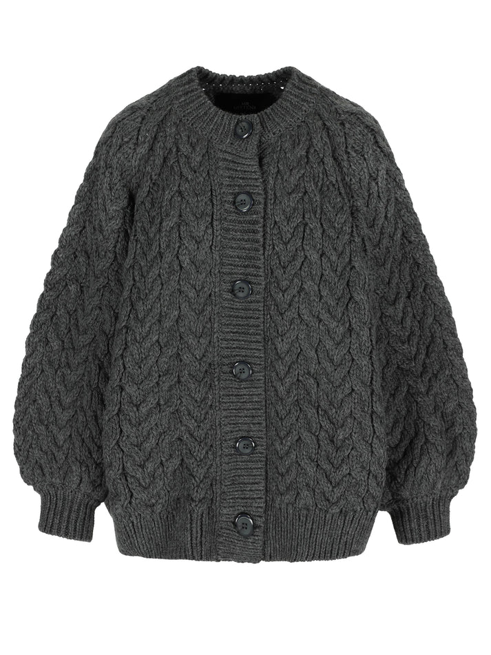 CABLE BUTTONED JACKET Charcoal