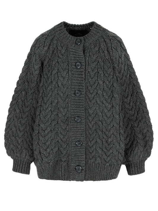 CABLE BUTTONED JACKET Charcoal
