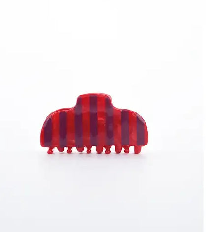 Hair Clip Small Red Stripes