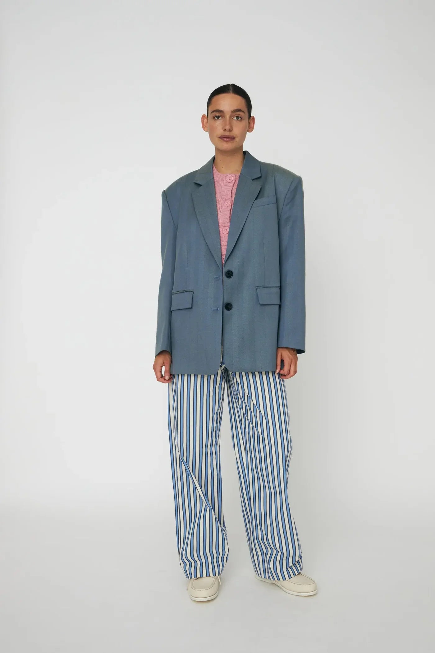 herringbone blazer blauw/groen