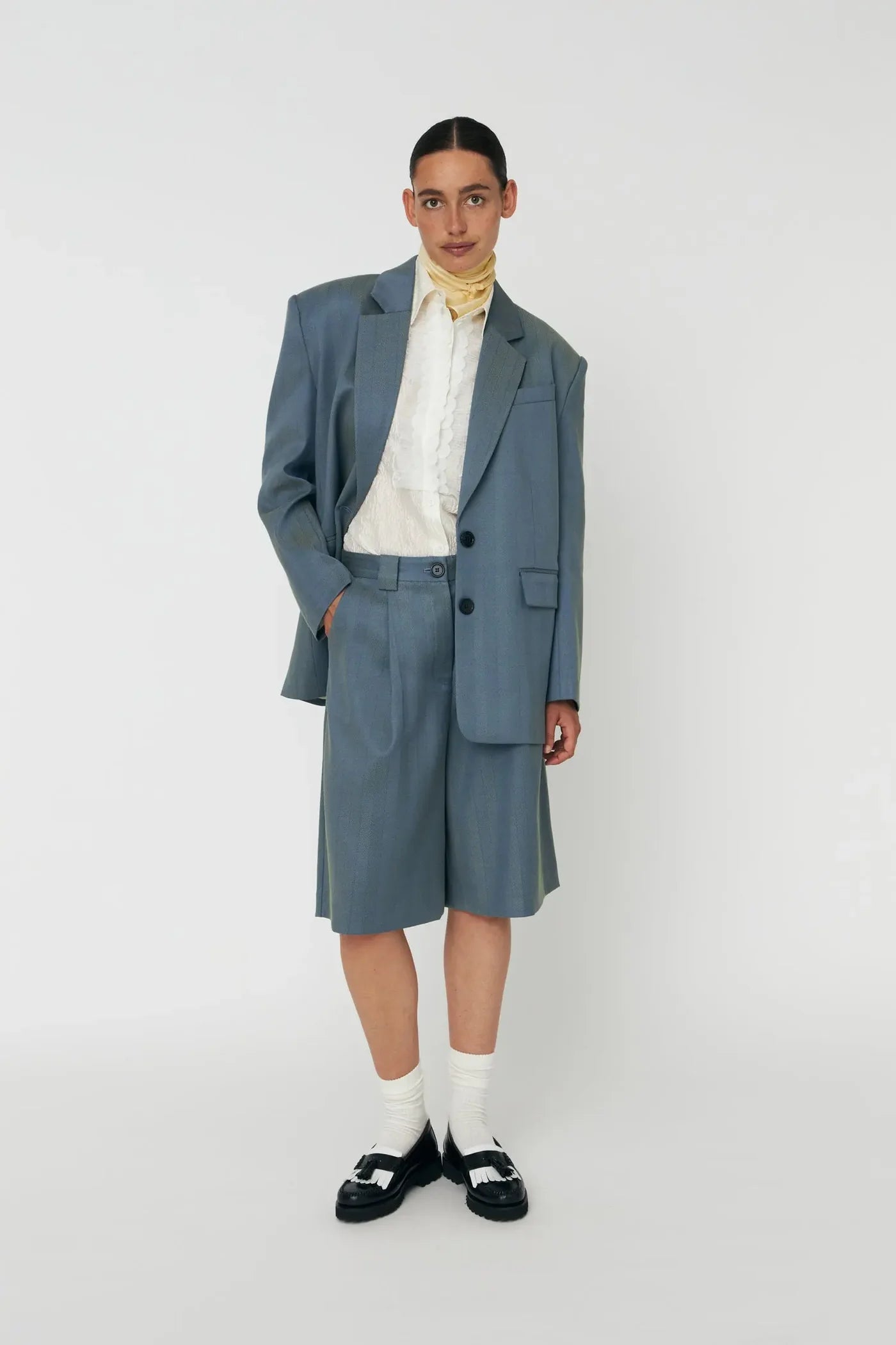 herringbone blazer blauw/groen