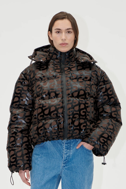 Logo Puffer Jacket Brown