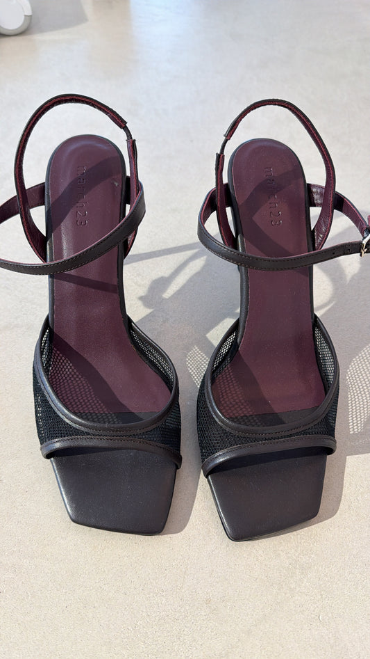 Demi sandal high Chocolat mesh