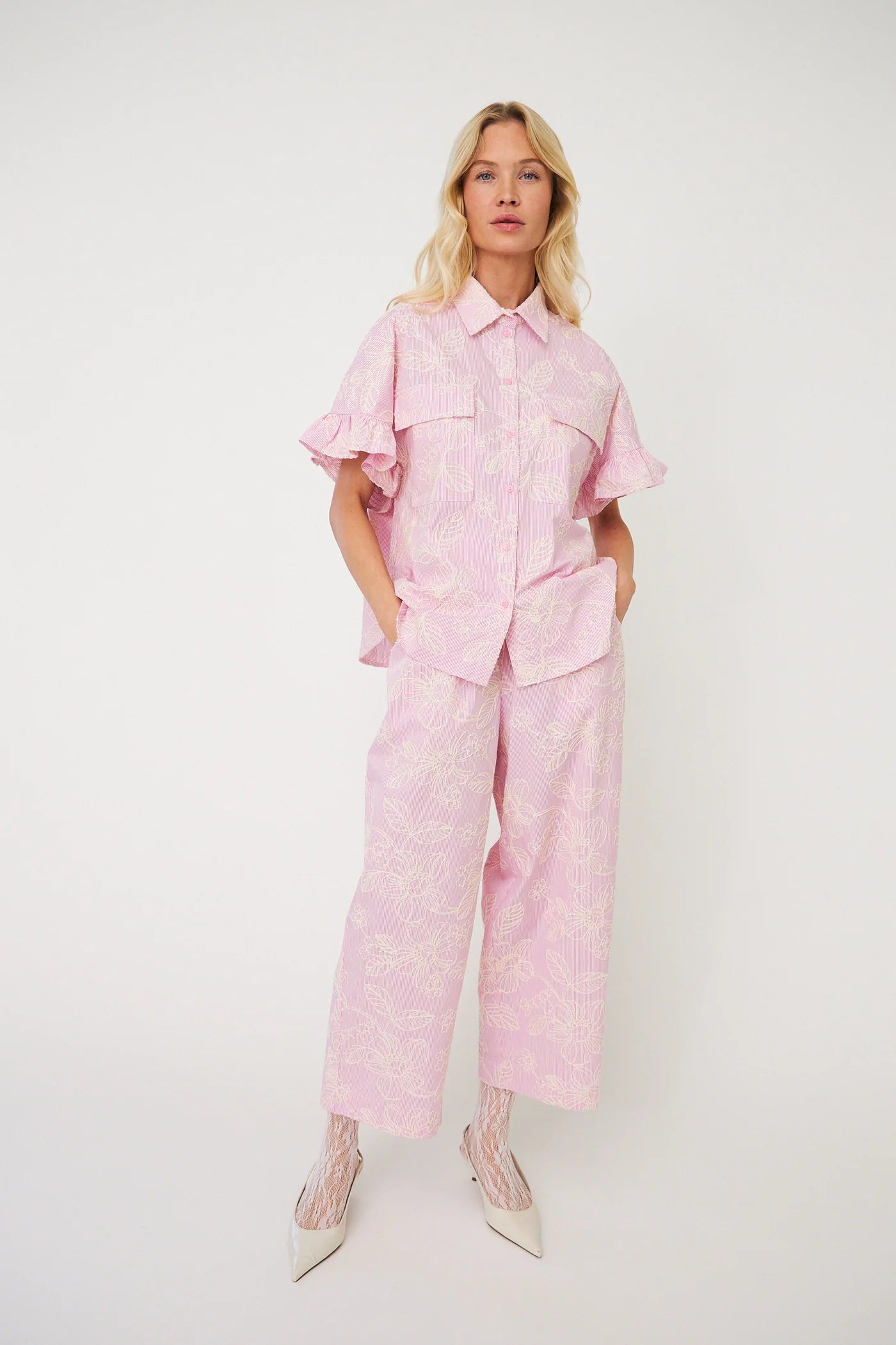 flowercras pants roos/beige