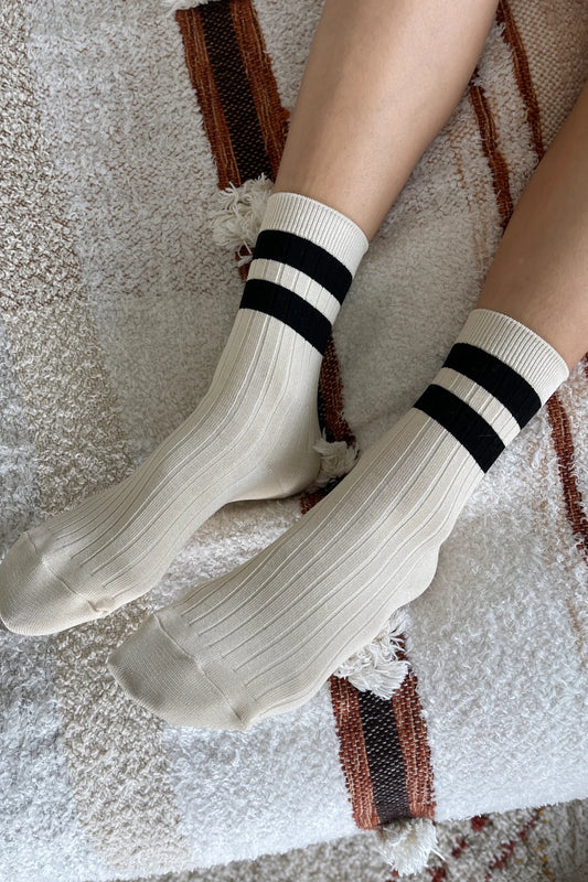 Her Socks Versity Cream Black