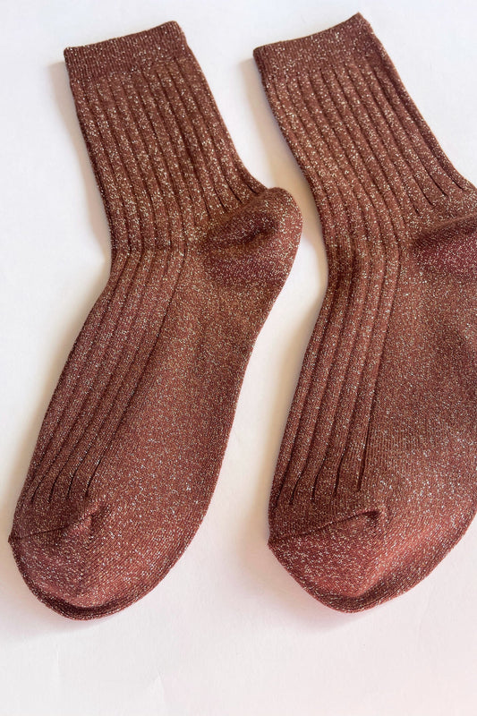 Her Socks Modal Lurex Bronze Glitter