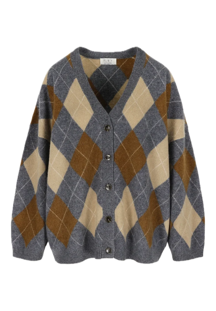 Argyle Knit Grey Check
