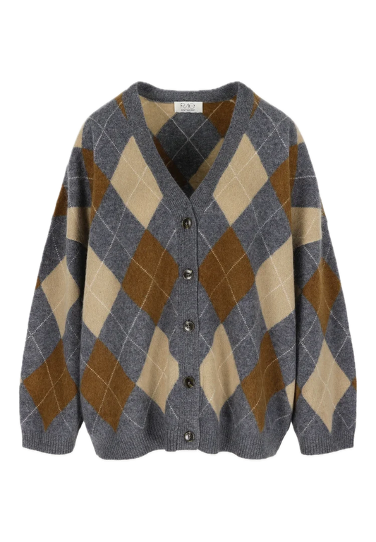 Argyle Knit Grey Check