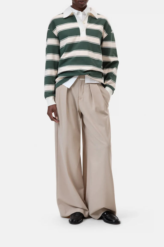 C95178 Polo stripes Dark green/light pink