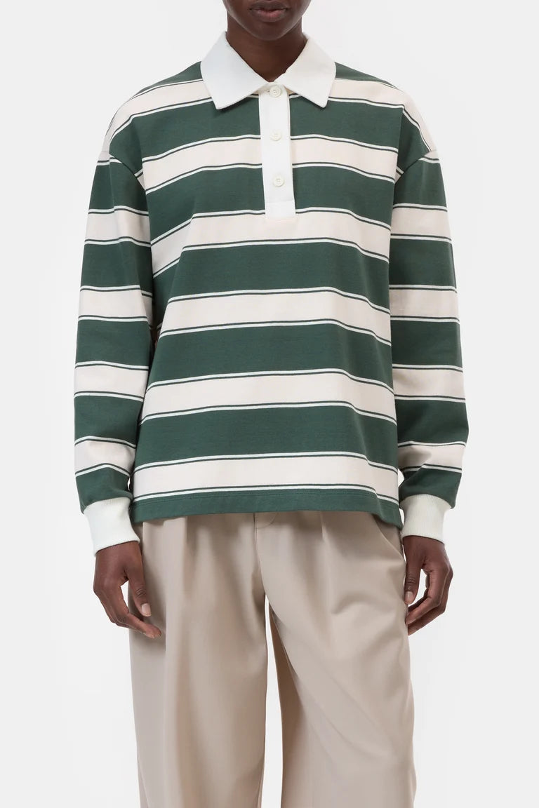 C95178 Polo stripes Dark green/light pink