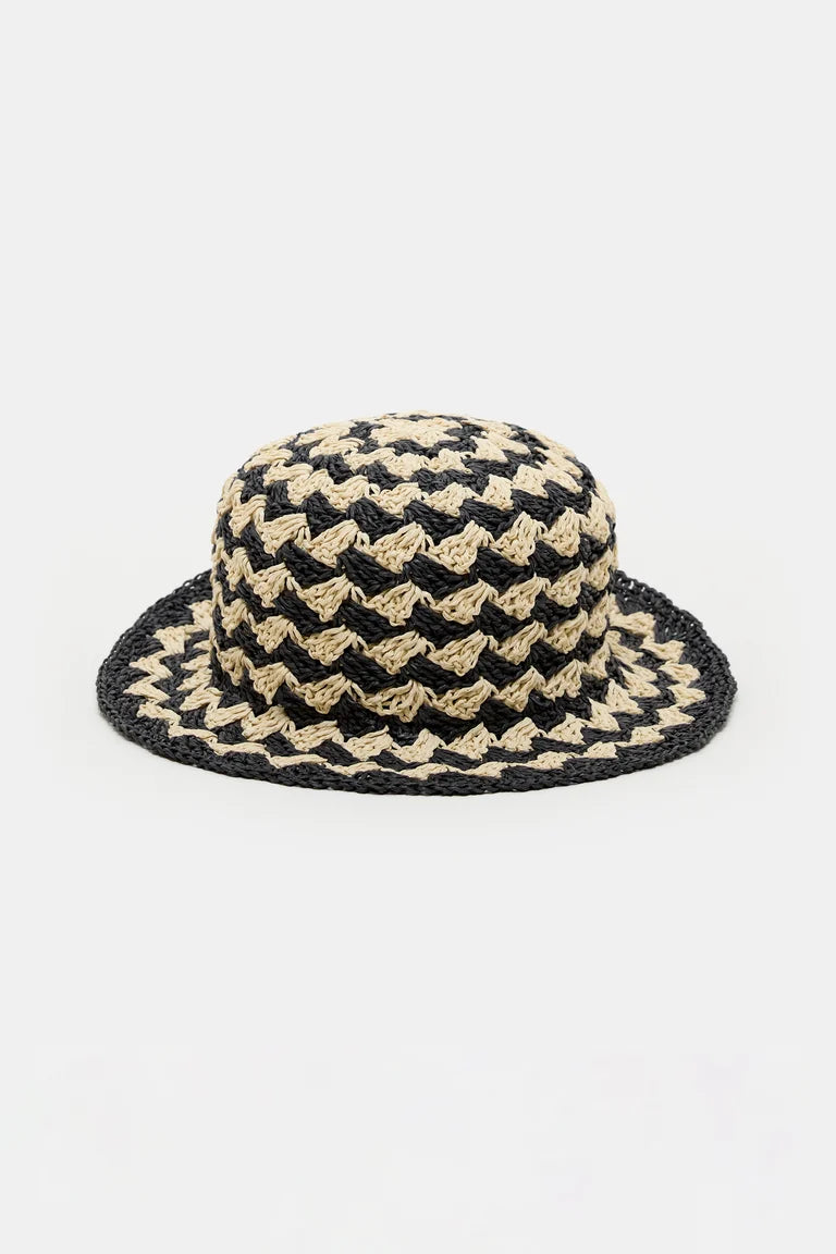 hoed zwart/beige