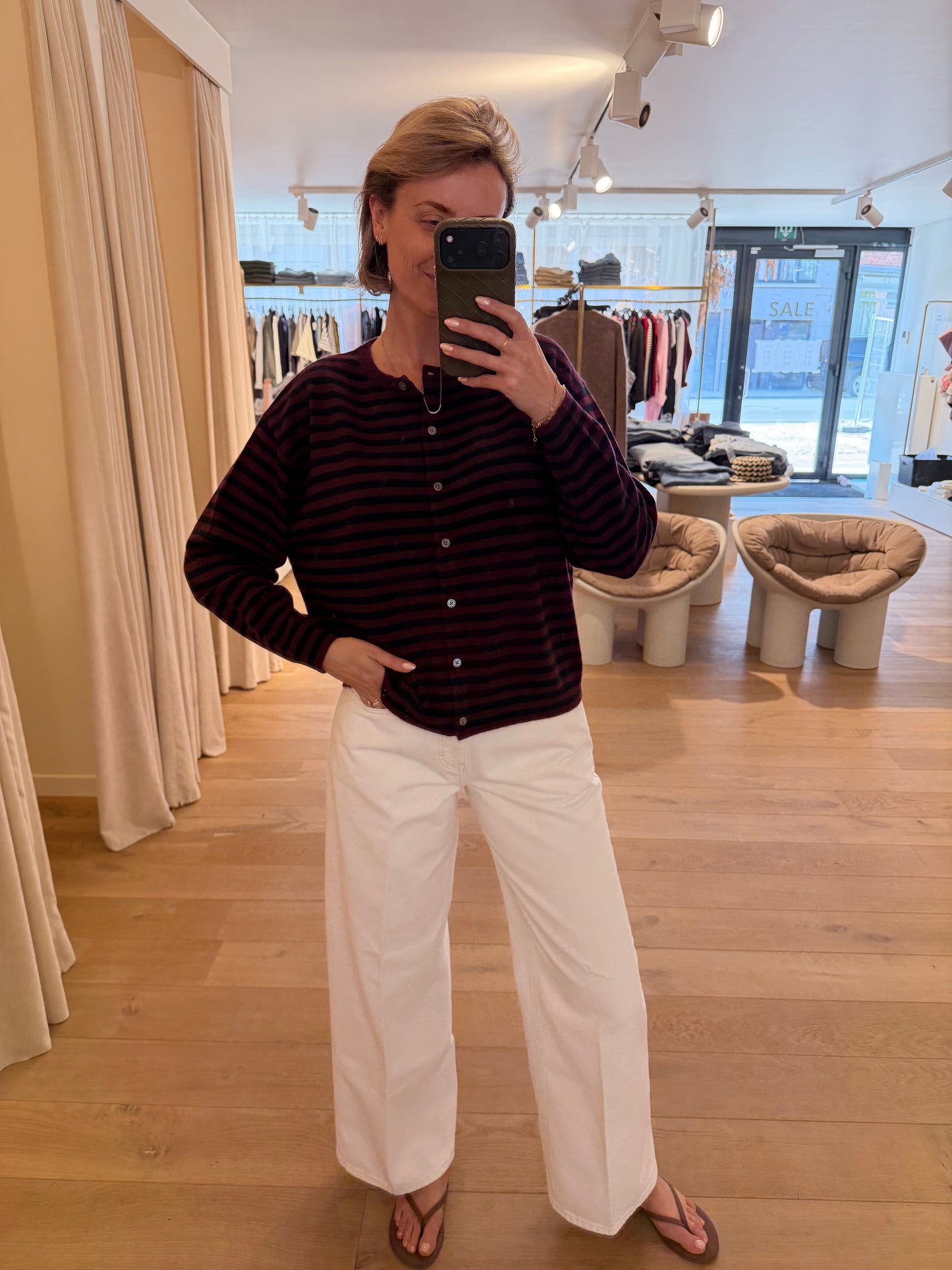 Alixe Gilet Burgundy Stripes