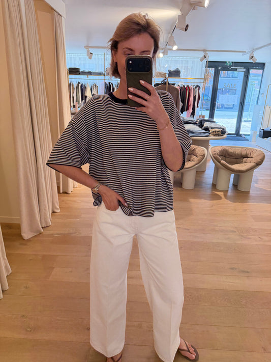 Nina Cashmere Tee stripes Navy/white