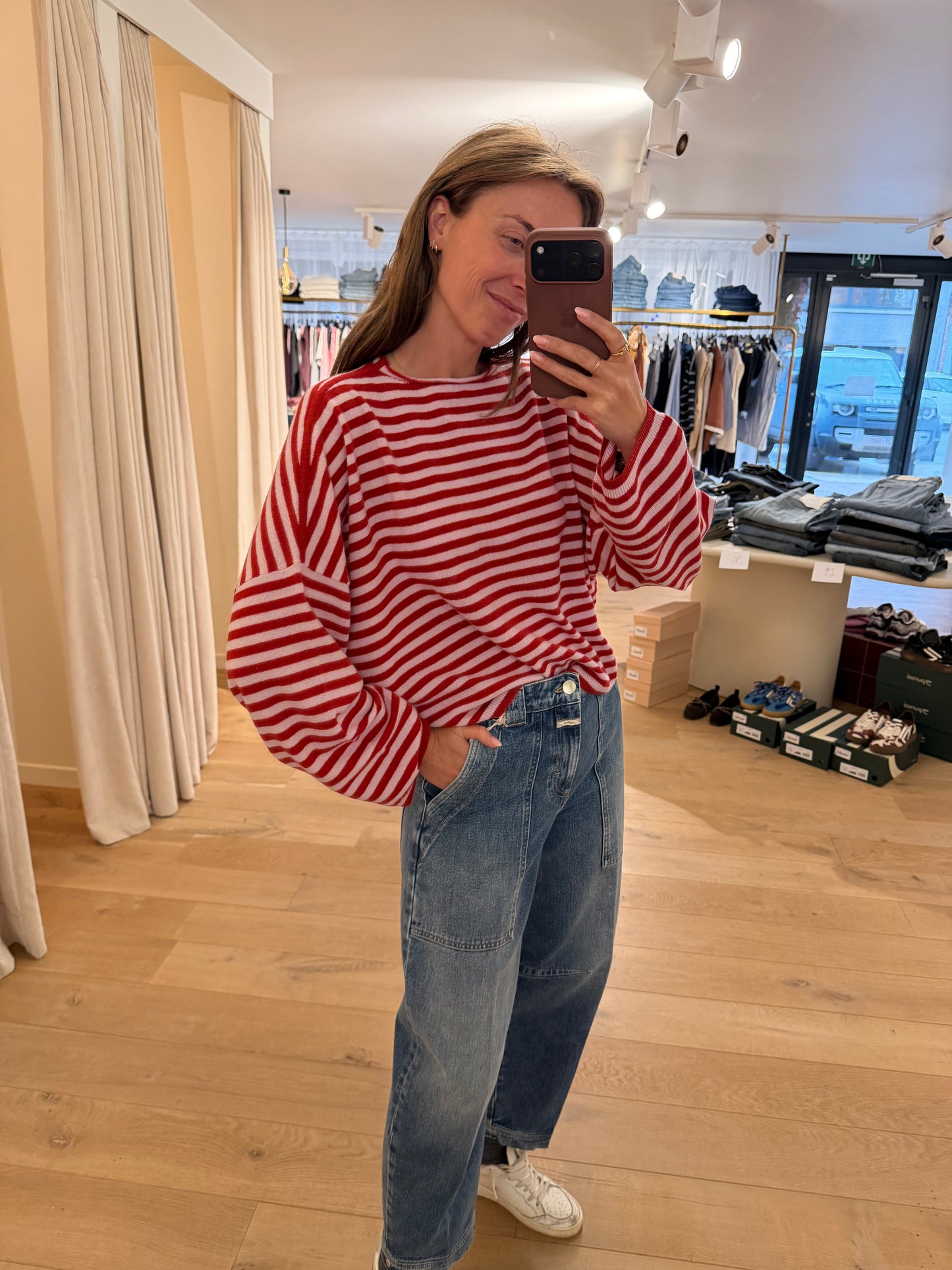 Celine Pull Stripe Red/Pink