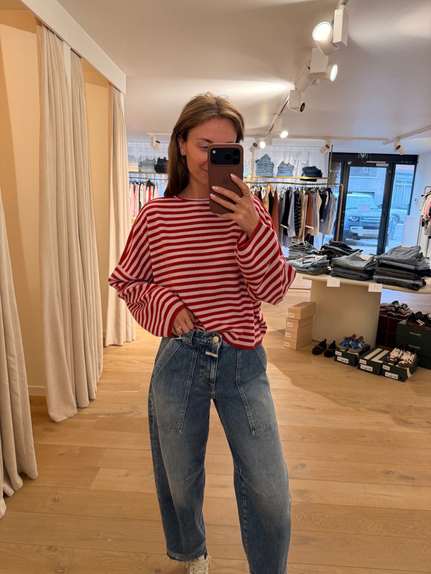 Celine Pull Stripe Red/Pink