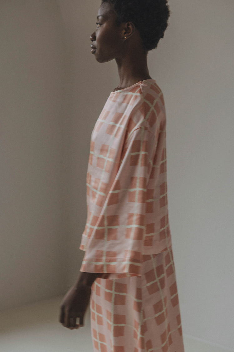 Martini Blouse Pink Check print
