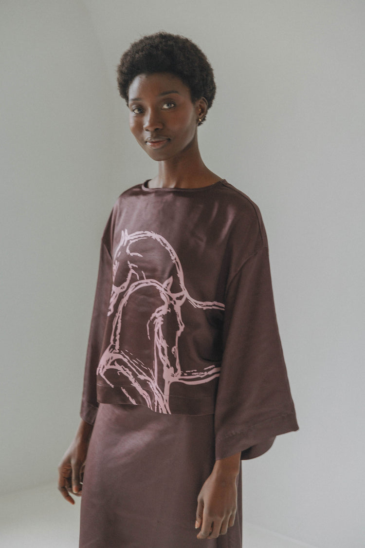 Martini Blouse Brown Love Horse