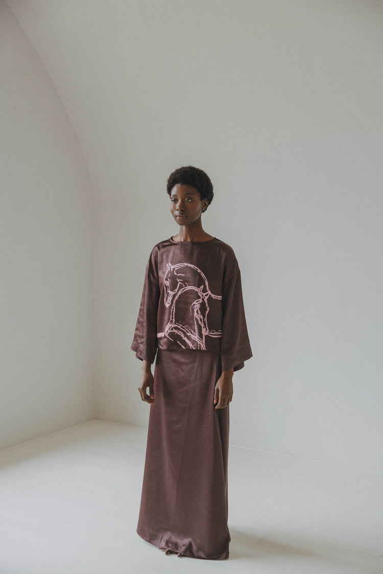 Martini Blouse Brown Love Horse