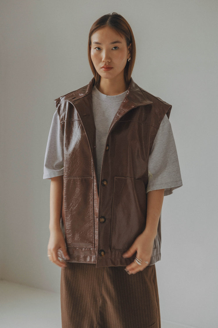 Saddle Up sleeveless jacket Brown