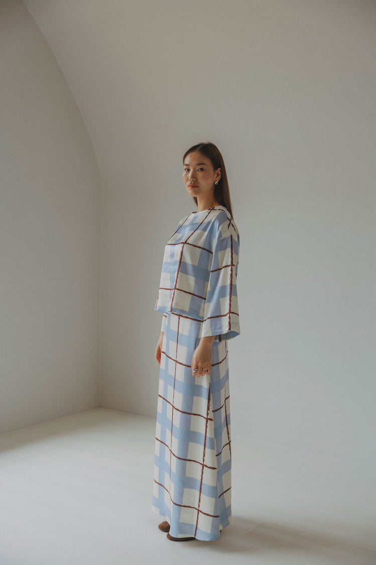 Martini Blouse Blue Check print